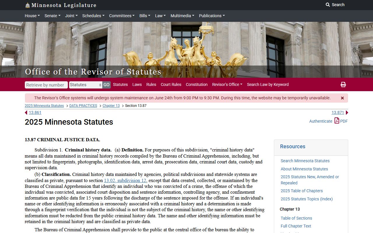 Blue Earth County criminal court records BCA criminal history distinction