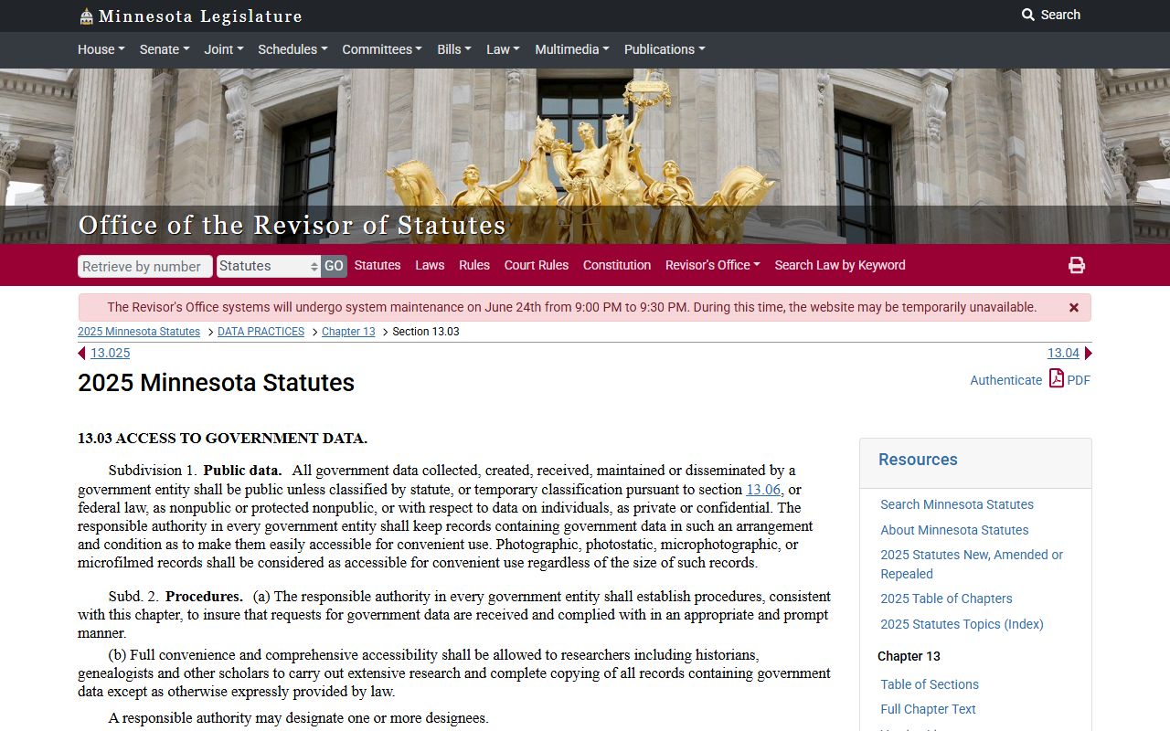 Blue Earth County criminal court records Minnesota public data statute