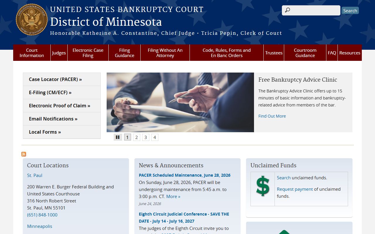 Blue Earth County District Court records and Minnesota bankruptcy court distinction